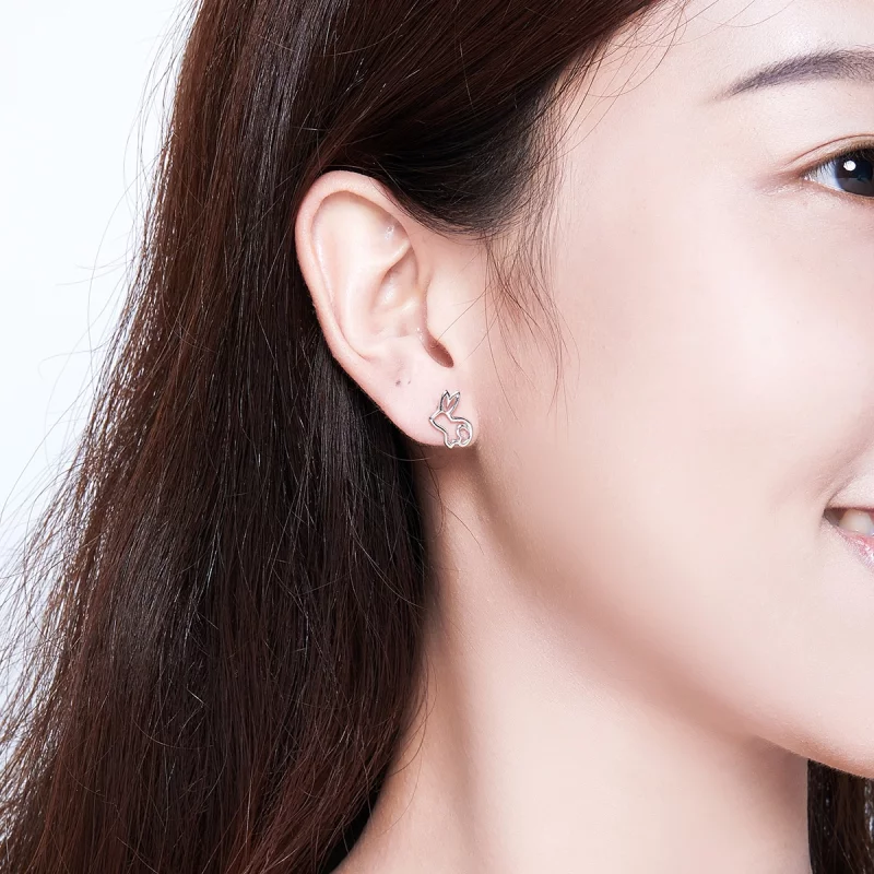 (image pour) Clous d'Oreilles Style PANDORA lapin - SCE698 - Afficher 5