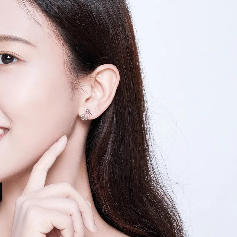 (image pour) Clous d'Oreilles Style PANDORA lapin - SCE698 - Afficher 7