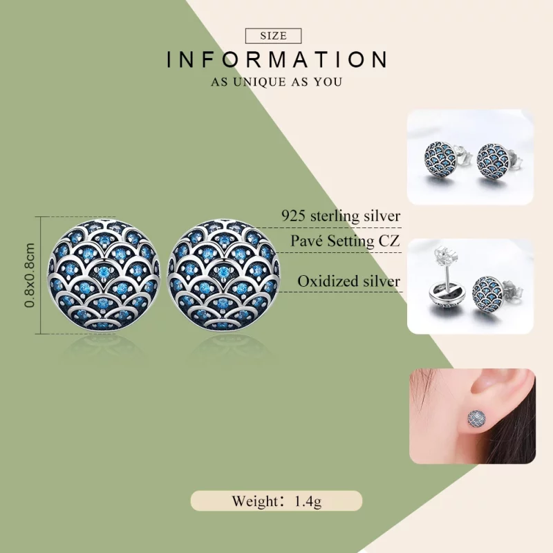 (image pour) Clous d'Oreilles Style PANDORA Légende de la mer - SCE239 - Afficher 4