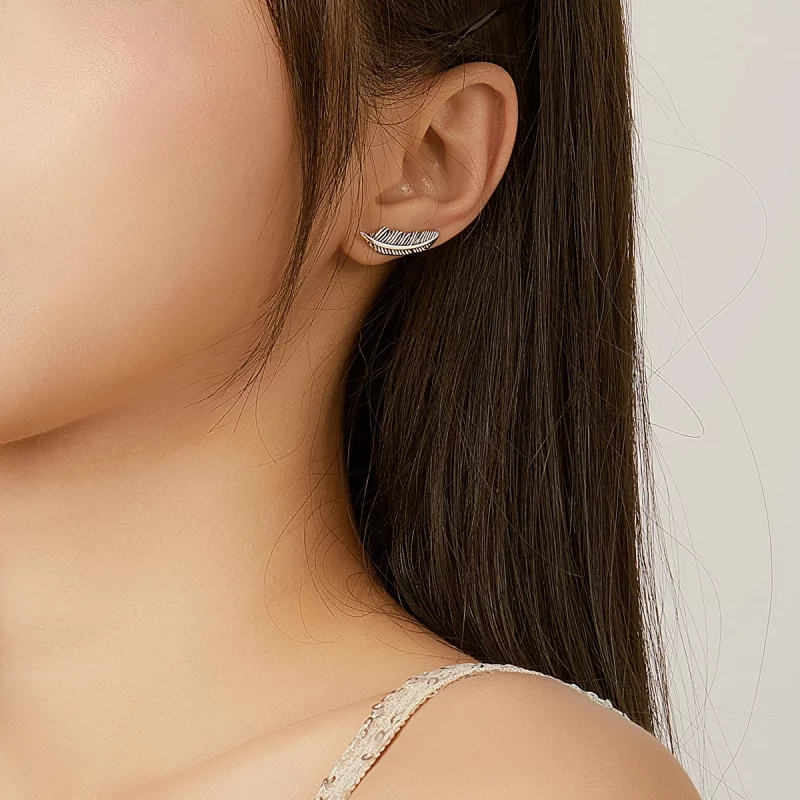 (image pour) Clous d'Oreilles Style PANDORA Léger comme une plume - SCE865 - Afficher 6