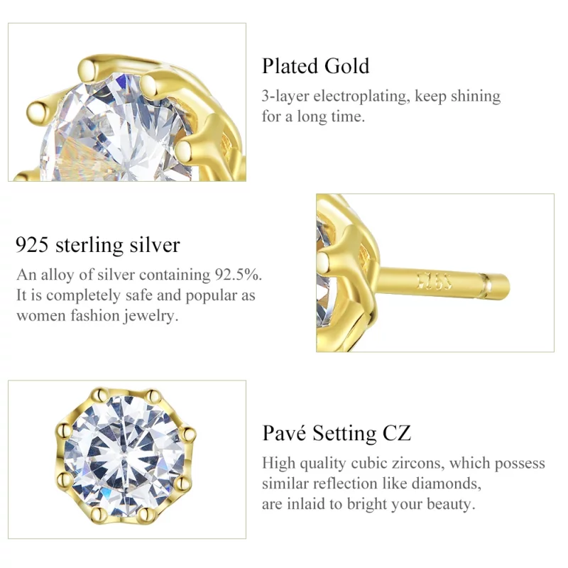 (image pour) Clous d'Oreilles Style PANDORA Léger - SCE499-B - Afficher 3