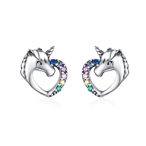 (image pour) Clous d'Oreilles Style PANDORA Licorne - SCE611