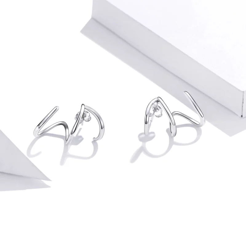 (image pour) Clous d'Oreilles Style PANDORA Ligne simple - SCE986 - Afficher 2