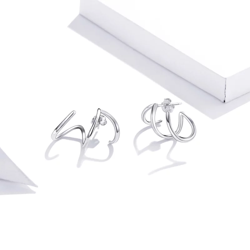 (image pour) Clous d'Oreilles Style PANDORA Ligne simple - SCE986 - Afficher 3
