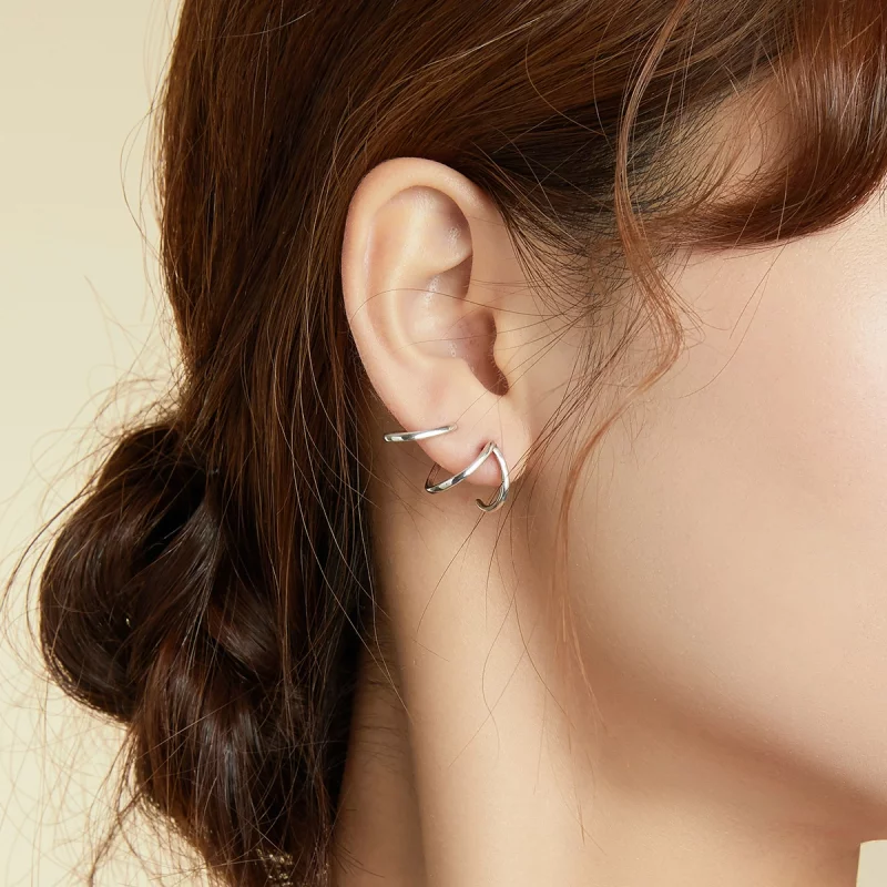 (image pour) Clous d'Oreilles Style PANDORA Ligne simple - SCE986 - Afficher 6