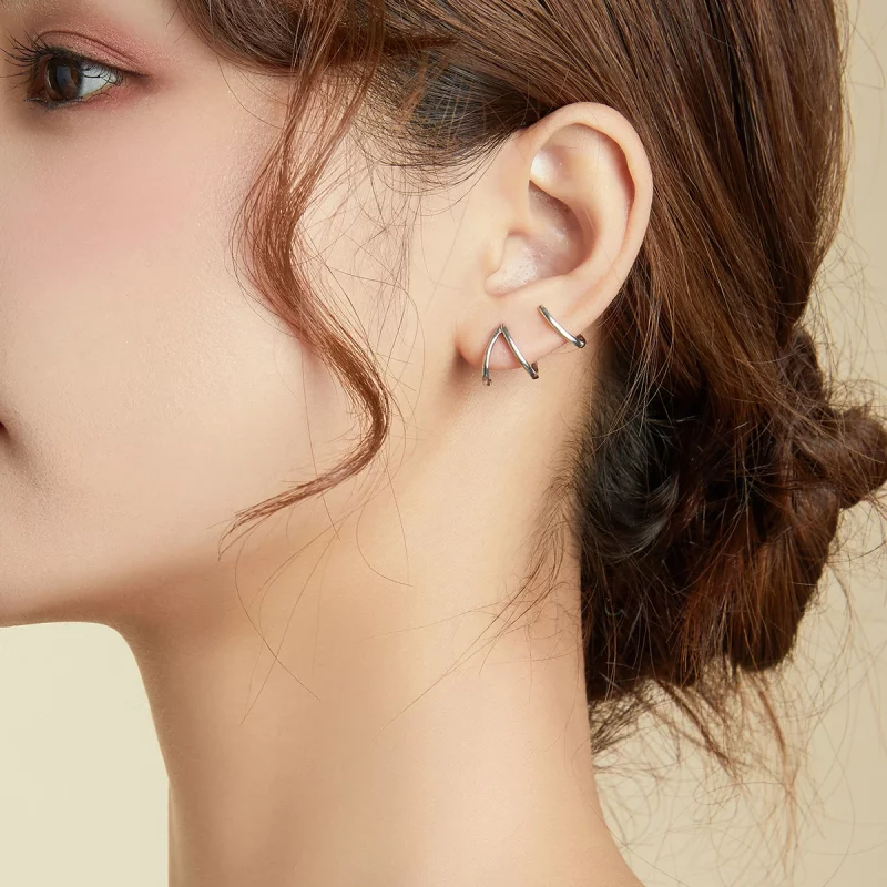 (image pour) Clous d'Oreilles Style PANDORA Ligne simple - SCE986 - Afficher 7