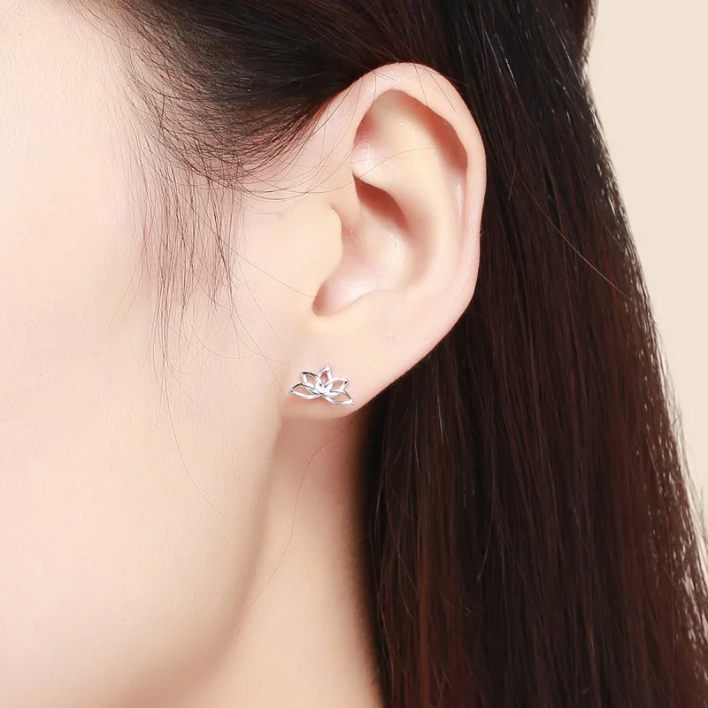 (image pour) Clous d'Oreilles Style PANDORA Lotus frais - BSE024 - Afficher 5