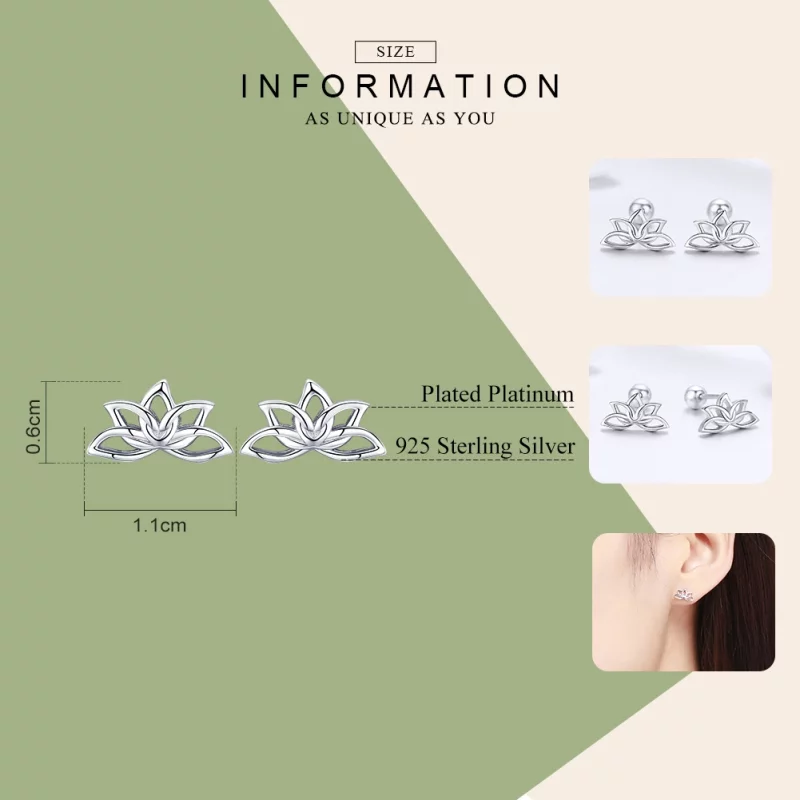 (image pour) Clous d'Oreilles Style PANDORA Lotus frais - BSE024 - Afficher 7