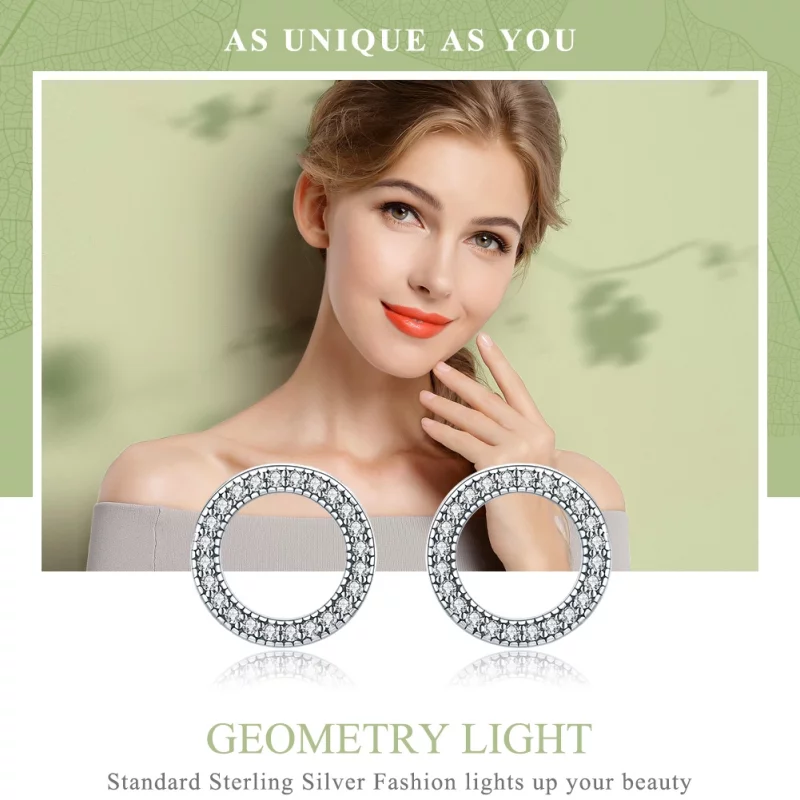 (image pour) Clous d'Oreilles Style PANDORA Lumière de géométrie - SCE417 - Afficher 2