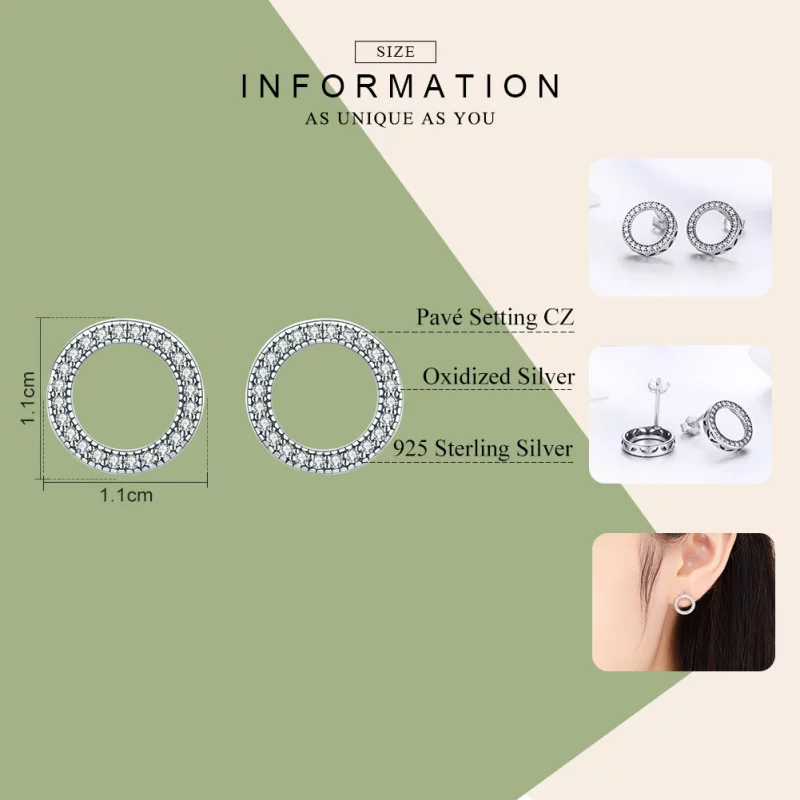 (image pour) Clous d'Oreilles Style PANDORA Lumière de géométrie - SCE417 - Afficher 3