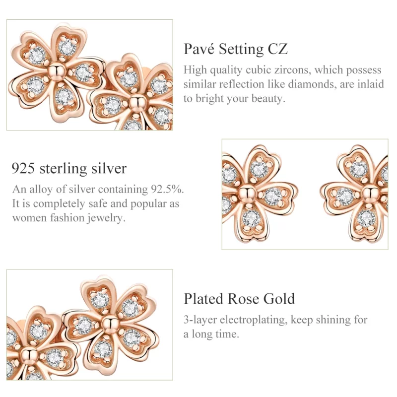 (image pour) Clous d'Oreilles Style PANDORA Marguerite contractée - SCE419-C - Afficher 3