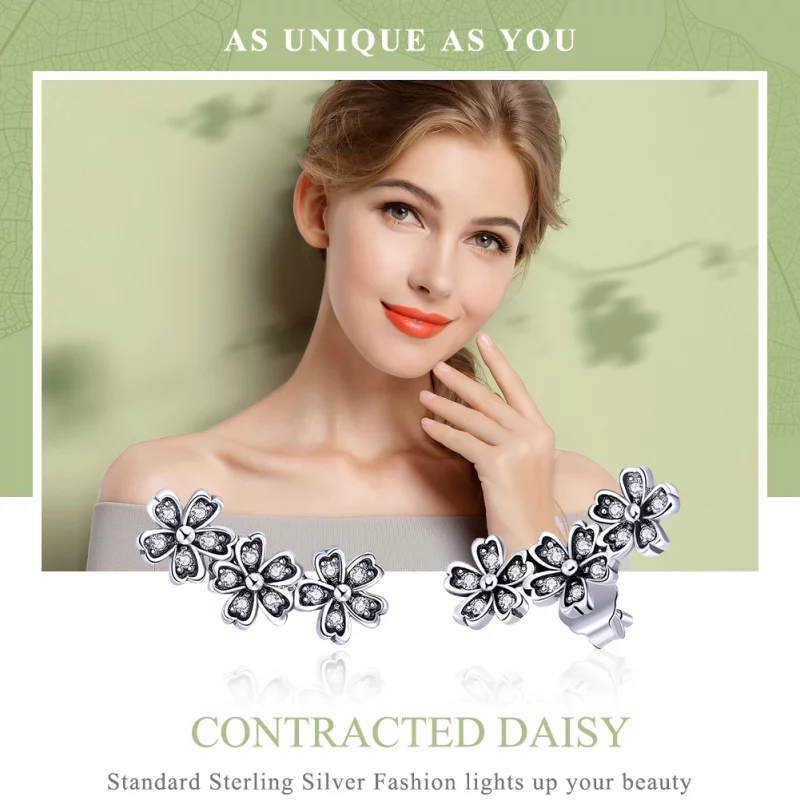 (image pour) Clous d'Oreilles Style PANDORA Marguerite contractée - SCE419 - Afficher 2
