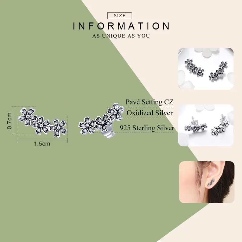 (image pour) Clous d'Oreilles Style PANDORA Marguerite contractée - SCE419 - Afficher 5
