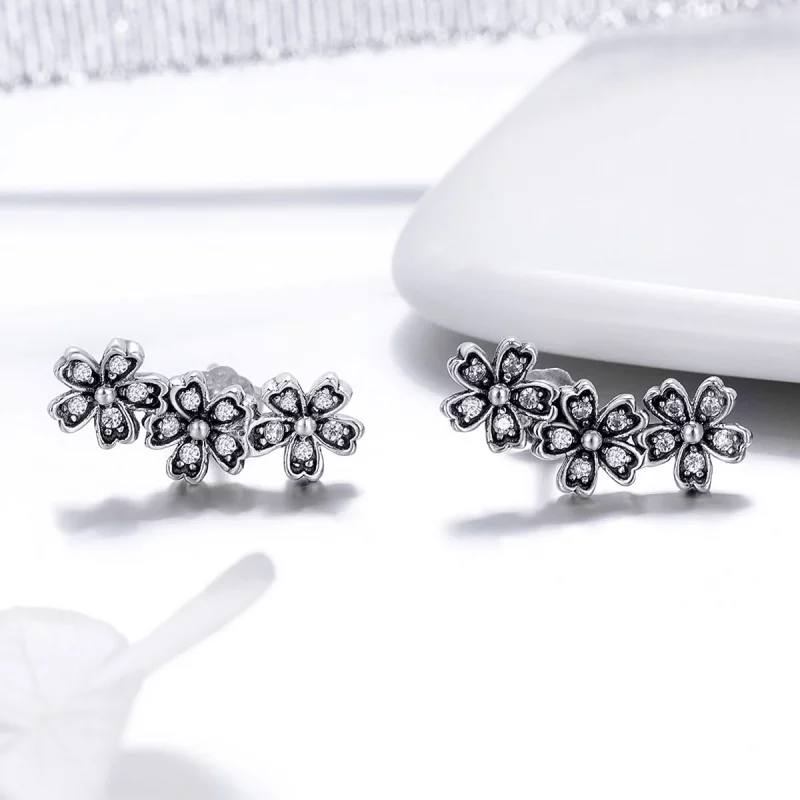 (image pour) Clous d'Oreilles Style PANDORA Marguerite contractée - SCE419 - Afficher 6