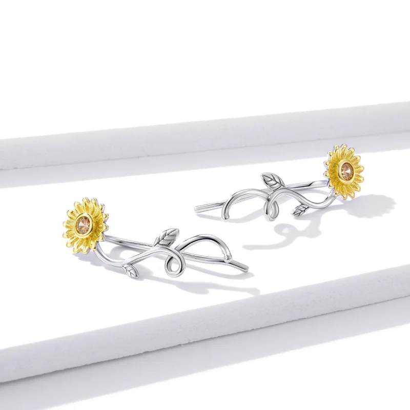 (image pour) Clous d'Oreilles Style PANDORA Marguerite fraîche Bicolore - BSE394 - Afficher 4