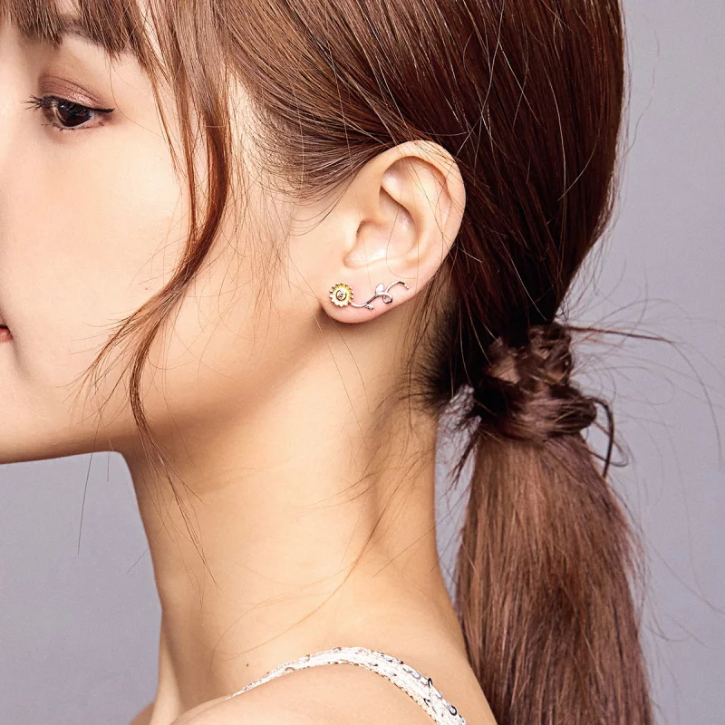 (image pour) Clous d'Oreilles Style PANDORA Marguerite fraîche Bicolore - BSE394 - Afficher 6