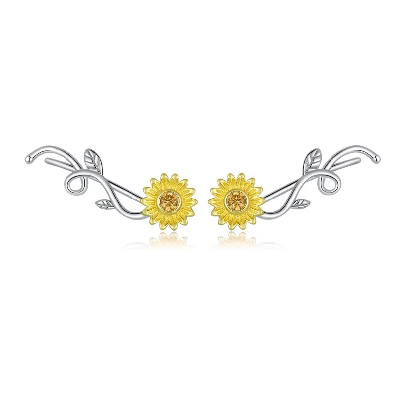 (image pour) Clous d'Oreilles Style PANDORA Marguerite fraîche Bicolore - BSE394