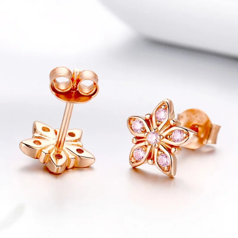 (image pour) Clous d'Oreilles Style PANDORA Marguerite rose - BSE034 - Afficher 2