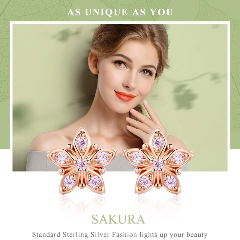 (image pour) Clous d'Oreilles Style PANDORA Marguerite rose - BSE034 - Afficher 6
