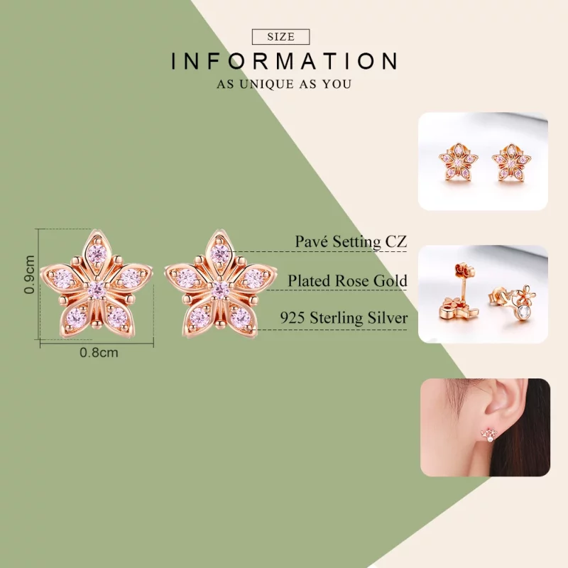 (image pour) Clous d'Oreilles Style PANDORA Marguerite rose - BSE034 - Afficher 7