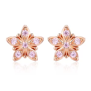 Clous d'Oreilles Style PANDORA Marguerite rose - BSE034 (image pour) Clous d'Oreilles Style PANDORA Marguerite rose - BSE034