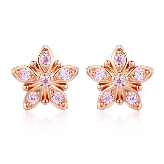 (image pour) Clous d'Oreilles Style PANDORA Marguerite rose - BSE034