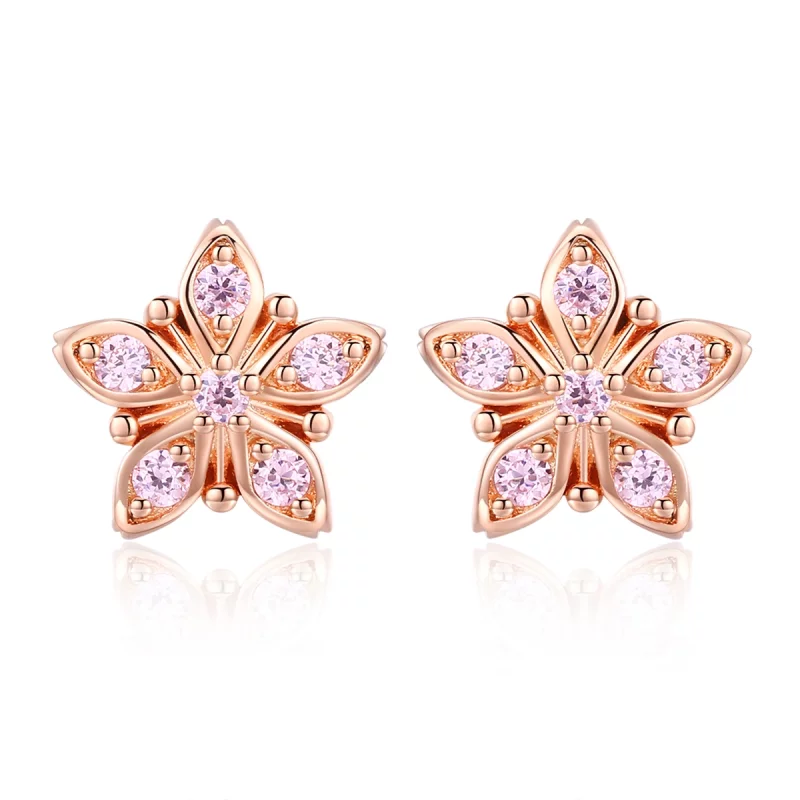 (image pour) Clous d'Oreilles Style PANDORA Marguerite rose - BSE034