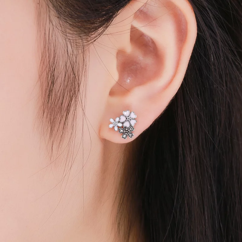 (image pour) Clous d'Oreilles Style PANDORA Marguerites et fleurs de cerisier - SCE400 - Afficher 7