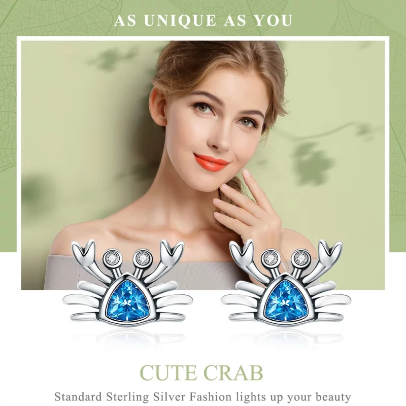 (image pour) Clous d'Oreilles Style PANDORA Mignon petit crabe - SCE413 - Afficher 2