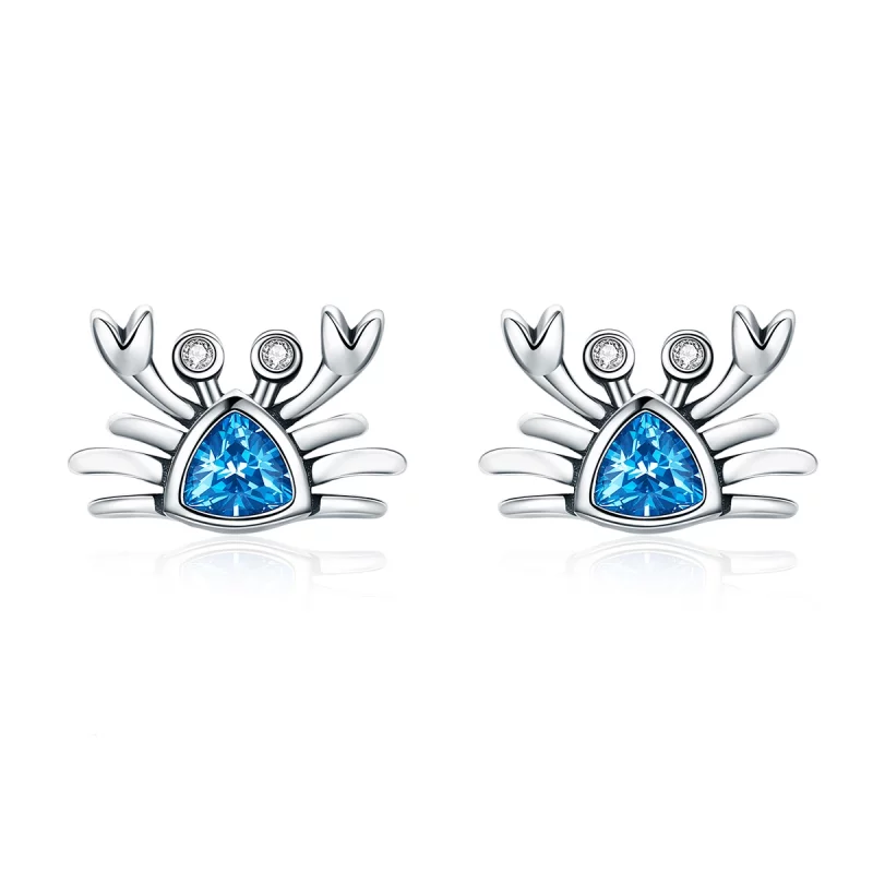 (image pour) Clous d'Oreilles Style PANDORA Mignon petit crabe - SCE413