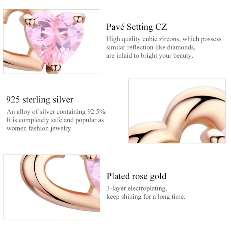 (image pour) Clous d'Oreilles Style PANDORA Palpitation - SCE090-C - Afficher 5