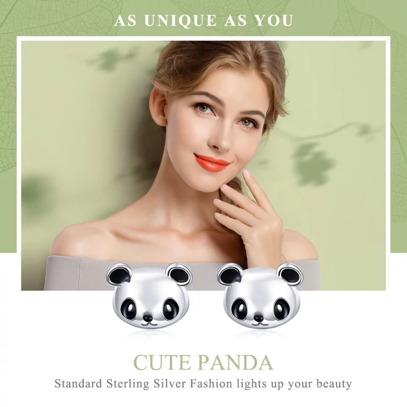 (image pour) Clous d'Oreilles Style PANDORA Panda mignon - SCE386 - Afficher 2