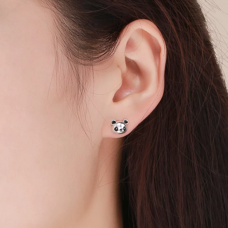 (image pour) Clous d'Oreilles Style PANDORA Panda mignon - SCE386 - Afficher 7