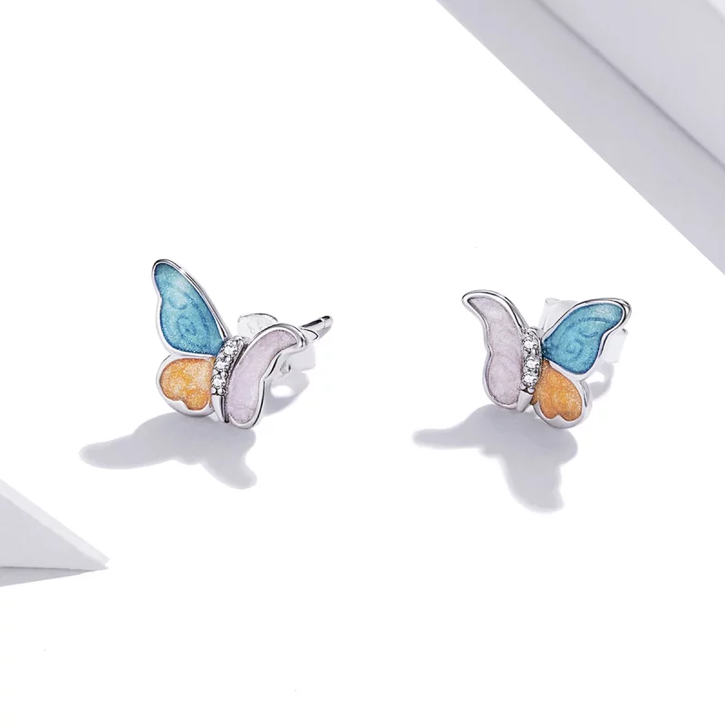 (image pour) Clous d'Oreilles Style PANDORA Papillon aux trois couleurs - SCE1156 - Afficher 2