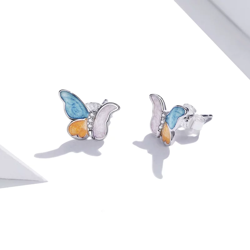 (image pour) Clous d'Oreilles Style PANDORA Papillon aux trois couleurs - SCE1156 - Afficher 3