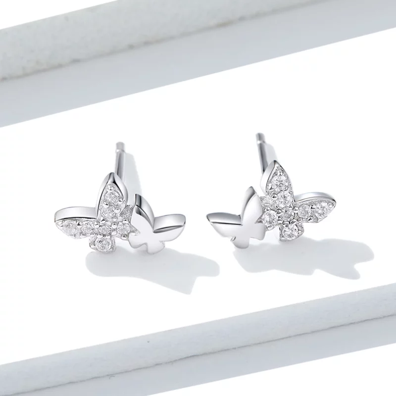 (image pour) Clous d'Oreilles Style PANDORA Papillon - BSE236 - Afficher 2