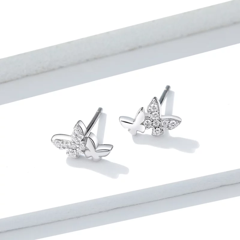 (image pour) Clous d'Oreilles Style PANDORA Papillon - BSE236 - Afficher 4