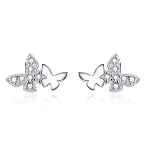Clous d'Oreilles Style PANDORA Papillon - BSE236 (image pour) Clous d'Oreilles Style PANDORA Papillon - BSE236