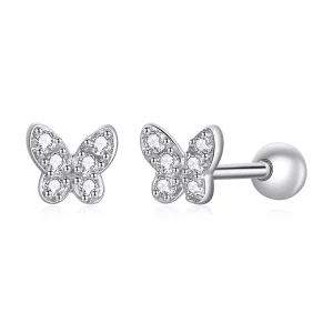 Clous d'Oreilles Style PANDORA Papillon - SCE1116 (image pour) Clous d'Oreilles Style PANDORA Papillon - SCE1116