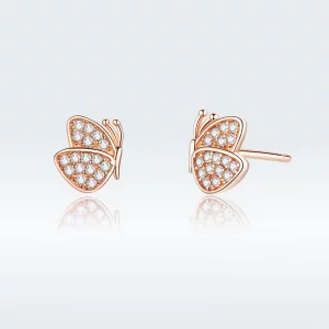 Clous d'Oreilles Style PANDORA Papillon - SCE776 (image pour) Clous d'Oreilles Style PANDORA Papillon - SCE776