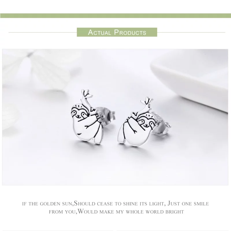 (image pour) Clous d'Oreilles Style PANDORA Paresseux - SCE327 - Afficher 5