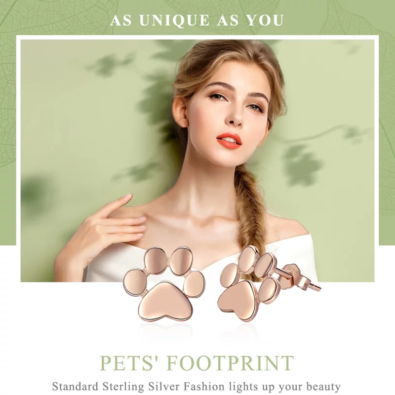 (image pour) Clous d'Oreilles Style PANDORA Patte de chat mignon - SCE407-3 - Afficher 2