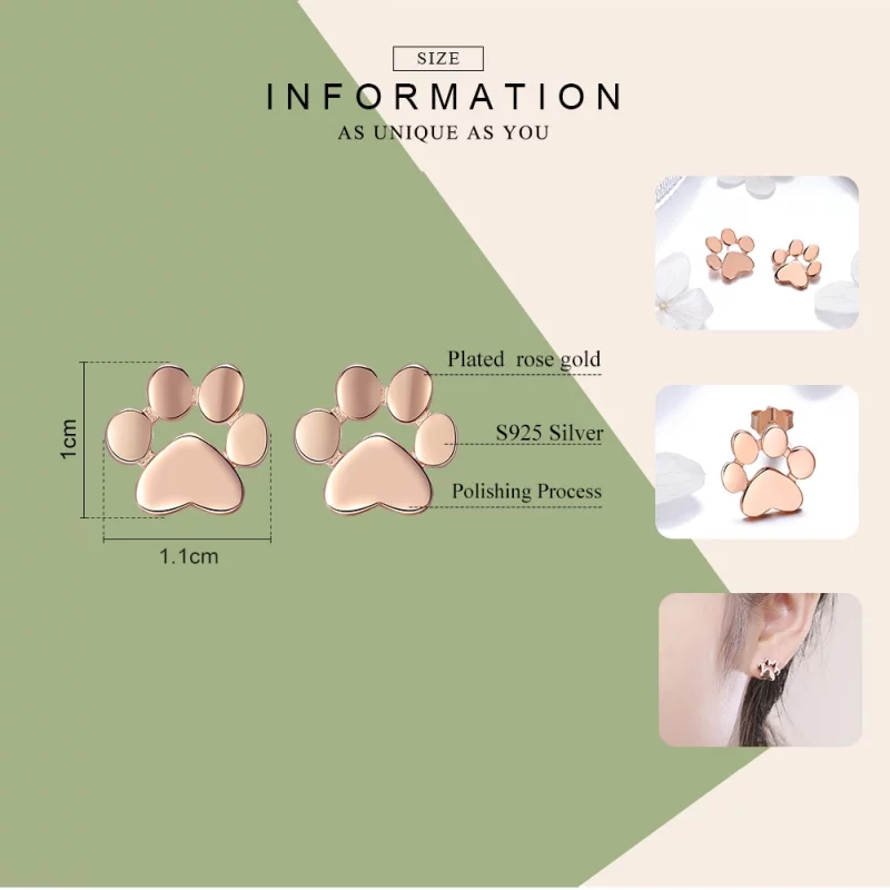 (image pour) Clous d'Oreilles Style PANDORA Patte de chat mignon - SCE407-3 - Afficher 3