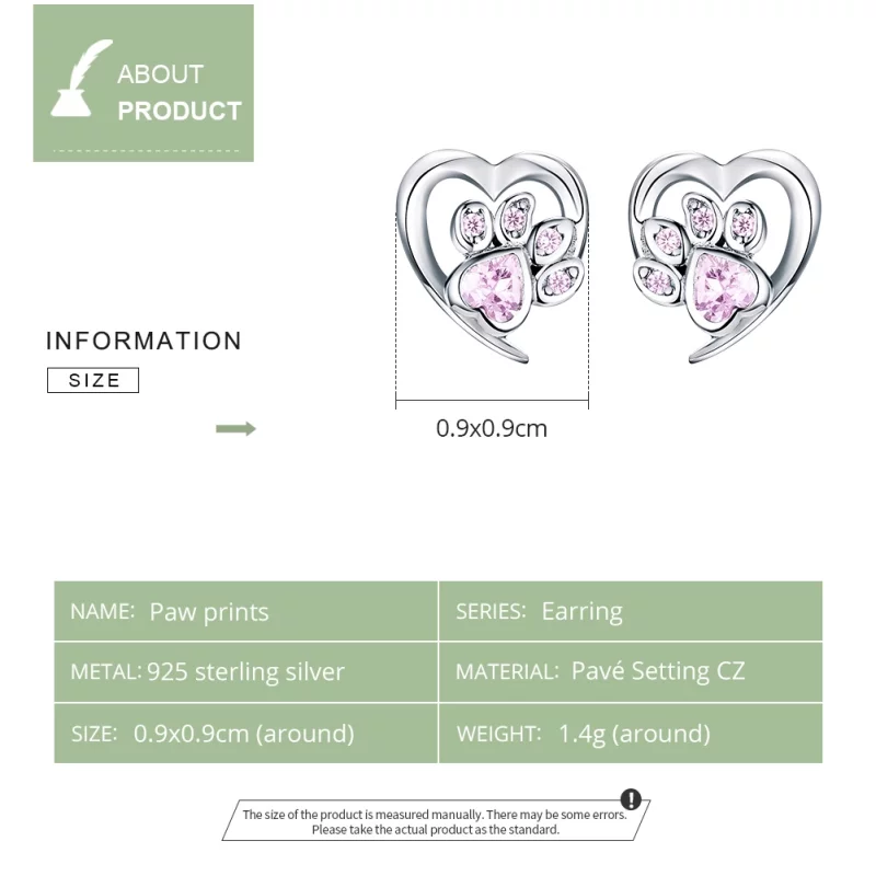(image pour) Clous d'Oreilles Style PANDORA Patte de chien attentionné - SCE654-PK - Afficher 2