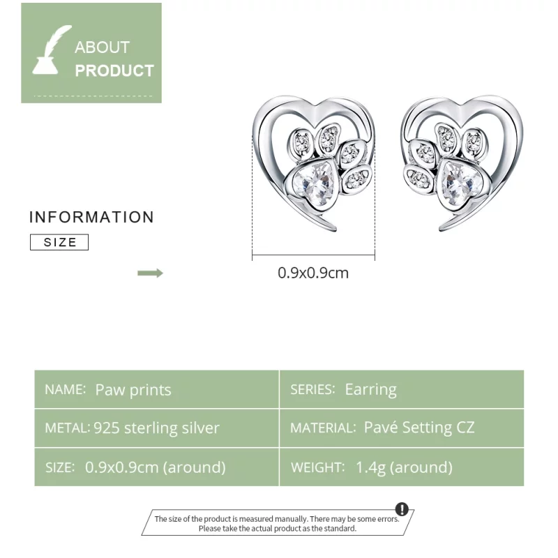 (image pour) Clous d'Oreilles Style PANDORA Patte de chien attentionné - SCE654-WH - Afficher 2