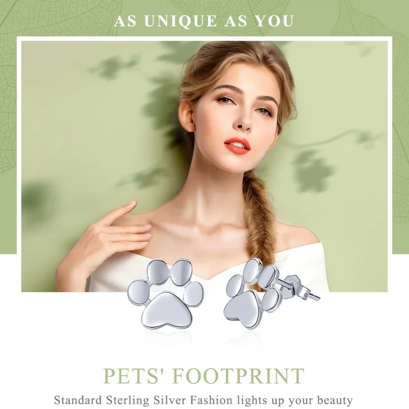 (image pour) Clous d'Oreilles Style PANDORA Patte mignonne - SCE407-2 - Afficher 2