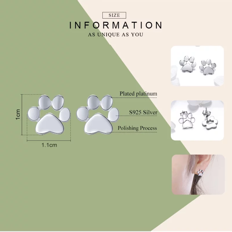 (image pour) Clous d'Oreilles Style PANDORA Patte mignonne - SCE407-2 - Afficher 3