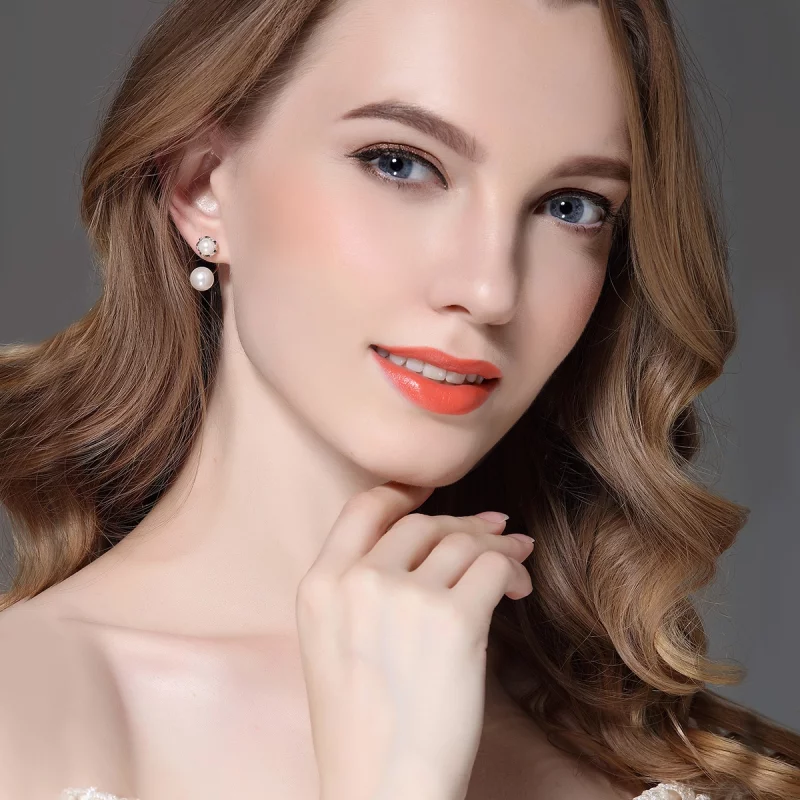 (image pour) Clous d'Oreilles Style PANDORA perle - SCE002 - Afficher 2