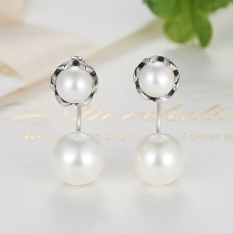 (image pour) Clous d'Oreilles Style PANDORA perle - SCE002 - Afficher 4