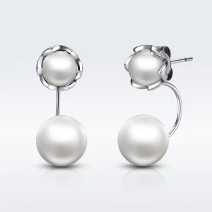 Clous d'Oreilles Style PANDORA perle - SCE002 (image pour) Clous d'Oreilles Style PANDORA perle - SCE002